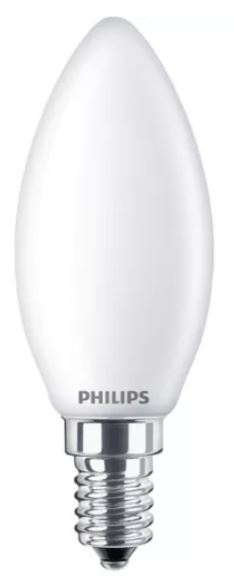 PHILIPS svečveida LED spuldze 4,3 W 470lm 827 E14 matēta