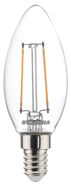 SYLVANIA svečveida LED spuldze 2.5 W 250lm 827 E14 caurspīdīga