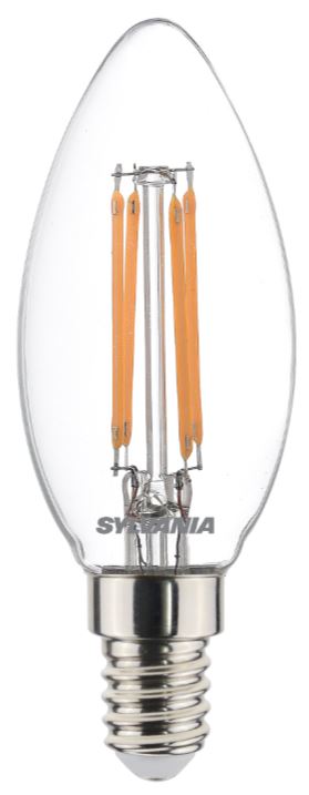 SYLVANIA svečveida LED spuldze 4,5 W 470lm 827 E14 caurspīdīga