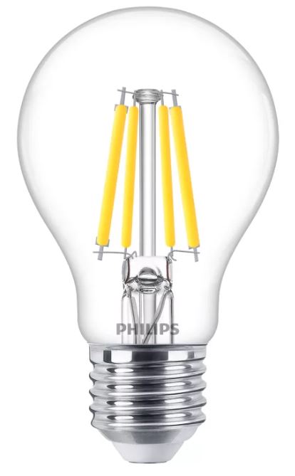 PHILIPS MASTER VLE LED spuldze E27 11,2W 1521lm 4000K auksti (neitrāli) balta caurspīdīga filament klasiska ar CRI90